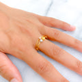 Modest Majestic Three Bead 22K Gold Ring 