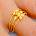 Exquisite Beaded Flower 22K Gold Ring 