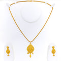 Glamorous Checkered Marquise 22k Gold Pendant Set 