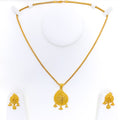 Flawless Tasseled Paisley 22k Gold Pendant Set 