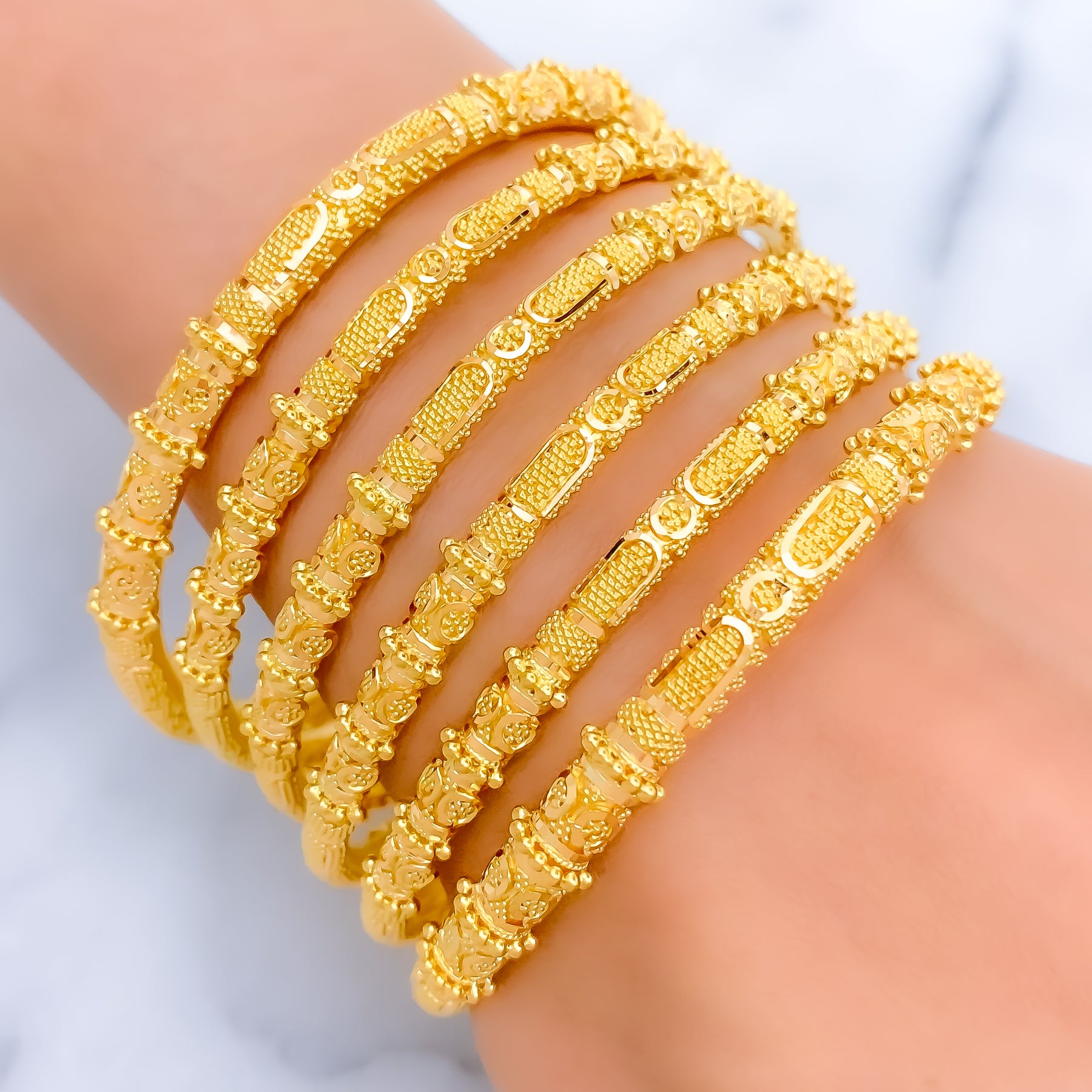 Bangkules Classic Extravagant Beaded 22k Gold Bangles – Andaaz Jewelers