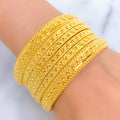 Alternating Upscale Zig-Zag 22k Gold Bangle Set