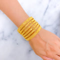 Ethereal Graceful Leaf Accented 22k Gold Bangle Set