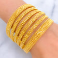 Ethereal Graceful Leaf Accented 22k Gold Bangle Set