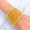 Ethereal Graceful Leaf Accented 22k Gold Bangle Set