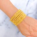 Ethereal Graceful Leaf Accented 22k Gold Bangle Set