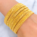 Ethereal Graceful Leaf Accented 22k Gold Bangle Set