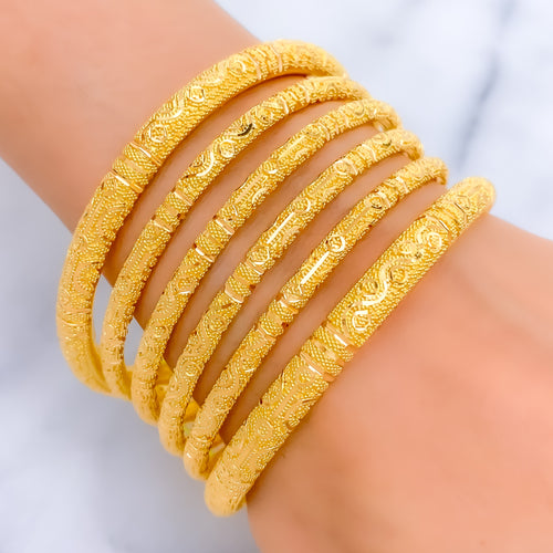 Majestic Fine Beaded 22k Gold Bangle Set