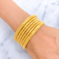 Majestic Fine Beaded 22k Gold Bangle Set