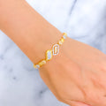 Lavish Dual Leaf CZ 22k Gold Bracelet