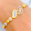 Lavish Dual Leaf CZ 22k Gold Bracelet