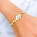 Lavish Dual Leaf CZ 22k Gold Bracelet