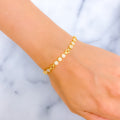 Sparkling Floral Trio CZ 22k Gold Bracelet 