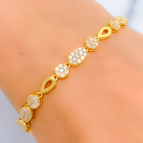 Sparkling Smart Oval CZ 22k Gold Bracelet 