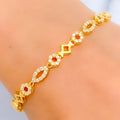 Chic Marquise Halo CZ 22k Gold Bracelet 