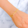 Slender Triple Flower CZ 22k Gold Bracelet 