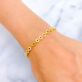 Slender Triple Flower CZ 22k Gold Bracelet 