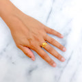 Radiant Striped 22K Gold Ring 