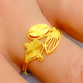 Radiant Striped 22K Gold Ring 