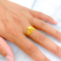 Radiant Striped 22K Gold Ring 