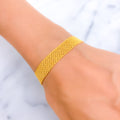 Sophisticated Two Tone Flat 21k Gold Bracelet
