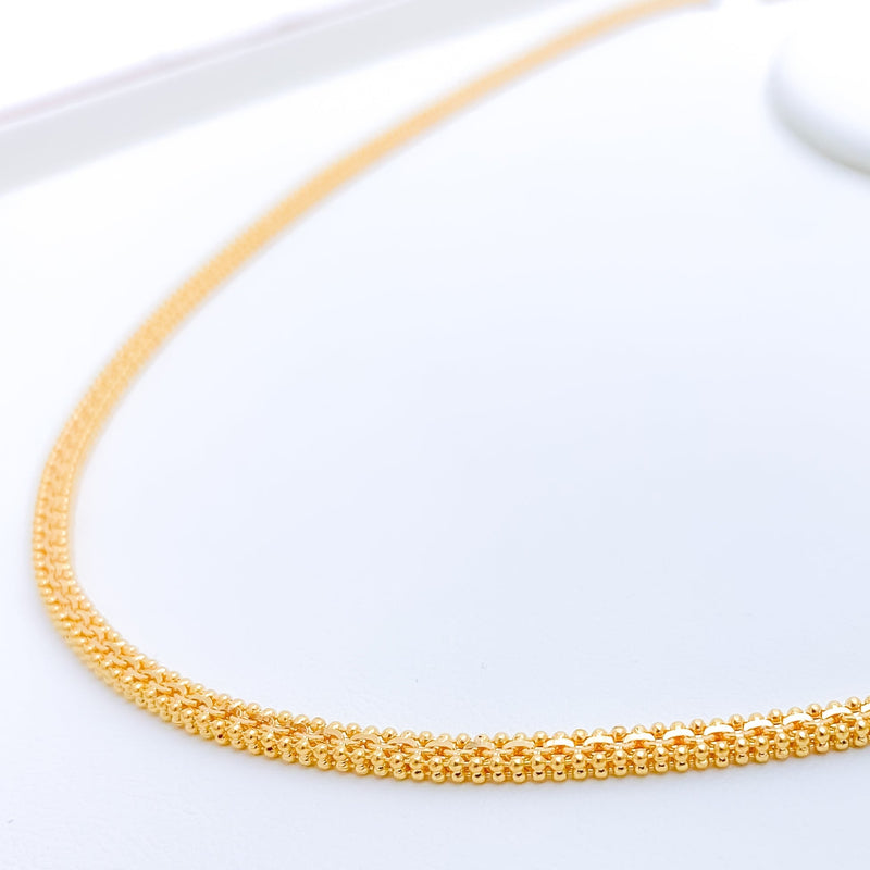 Beaded Square 22k Gold Chain - 18"