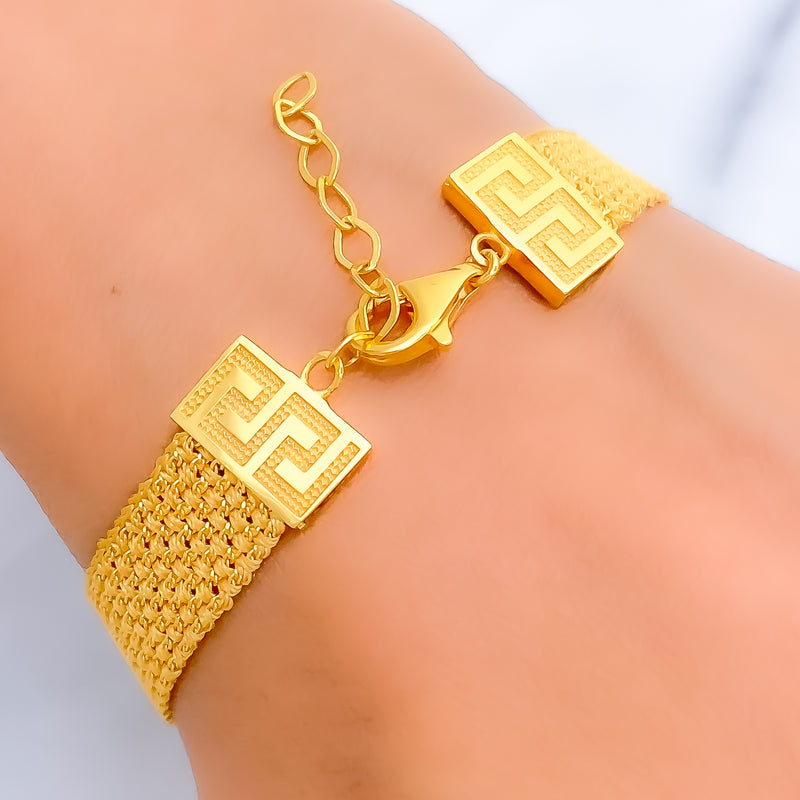 Sophisticated Two Tone Flat 21k Gold Bracelet