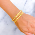 High Finish Layered 22k Gold Bangle Pair 