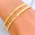 Evergreen Chic Dotted 22k Gold Bangle Pair 