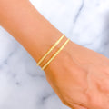 Reflective Wavy Textured 22k Gold Bangle Pair 