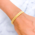 Reflective Wavy Textured 22k Gold Bangle Pair 