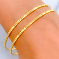 Dazzling Slender 22k Gold Bangle Pair 