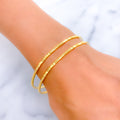 Dazzling Slender 22k Gold Bangle Pair 