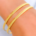 Stylish Smooth Textured 22k Gold Bangle Pair 