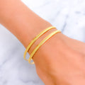 Stylish Smooth Textured 22k Gold Bangle Pair 