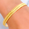 Stylish Smooth Textured 22k Gold Bangle Pair 