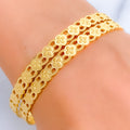 Luscious Radiant Floral 22k Gold Bangle Pair