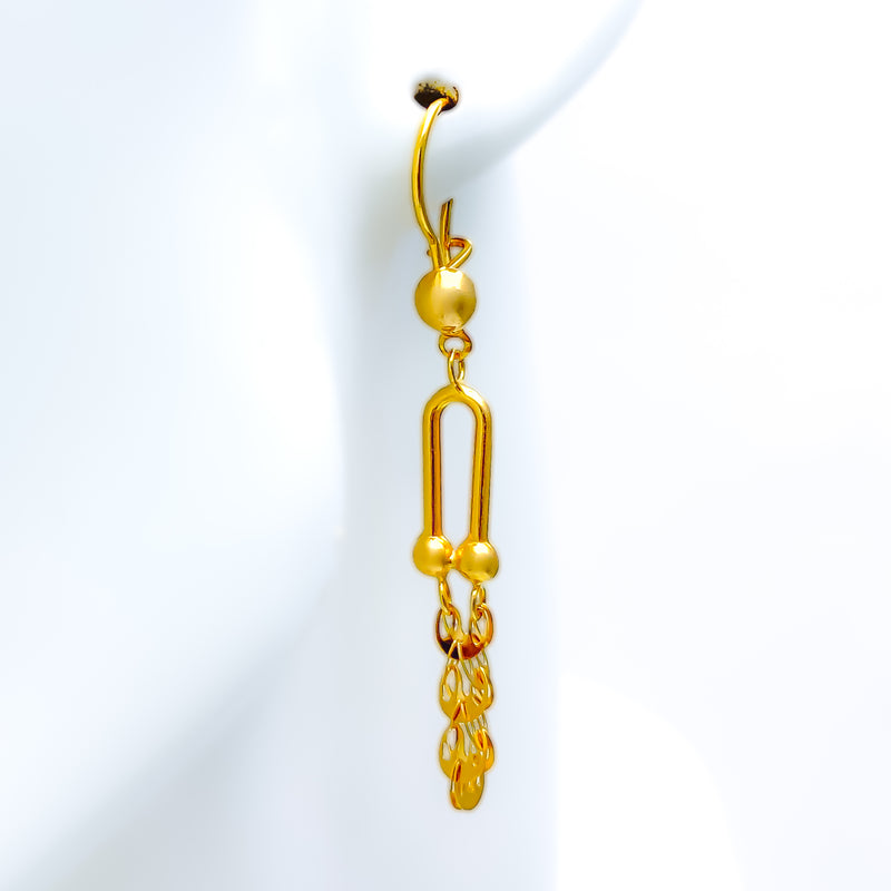 Dangling Contemporary 21k Gold Hanging Earrings 