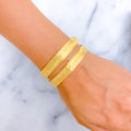 Bold Striped Ritzy 22k Gold Bangle Pair 