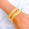 Bold Striped Ritzy 22k Gold Bangle Pair 