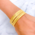 Bold Striped Ritzy 22k Gold Bangle Pair 