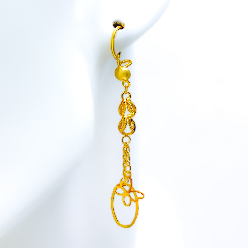 Lovely Radiant 21k Gold Hanging Earrings 