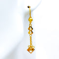 Sleek Lightweight 21k Gold Hanging Earrings 