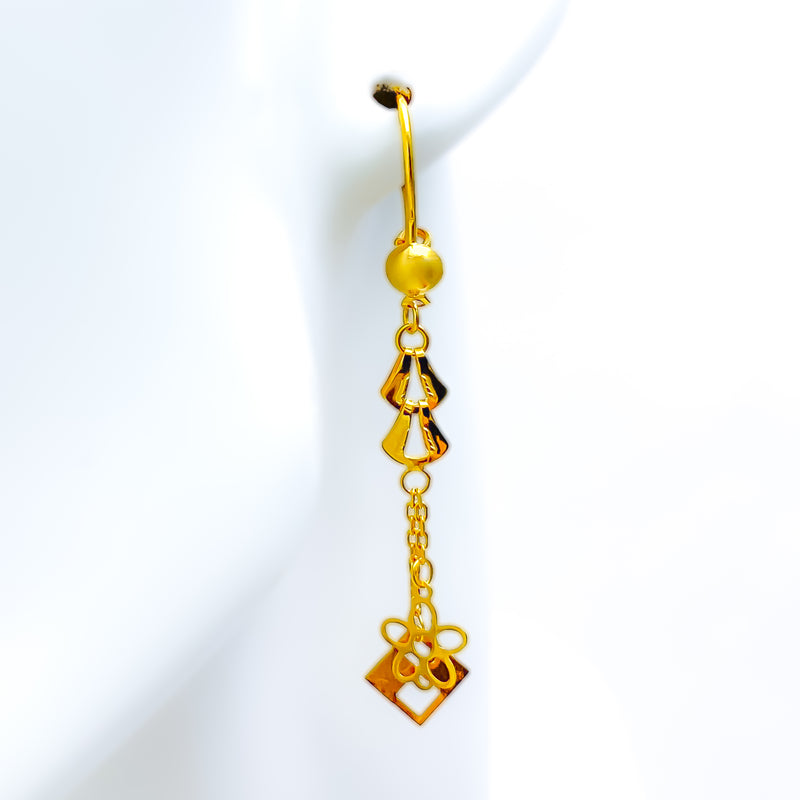 Sleek Lightweight 21k Gold Hanging Earrings 