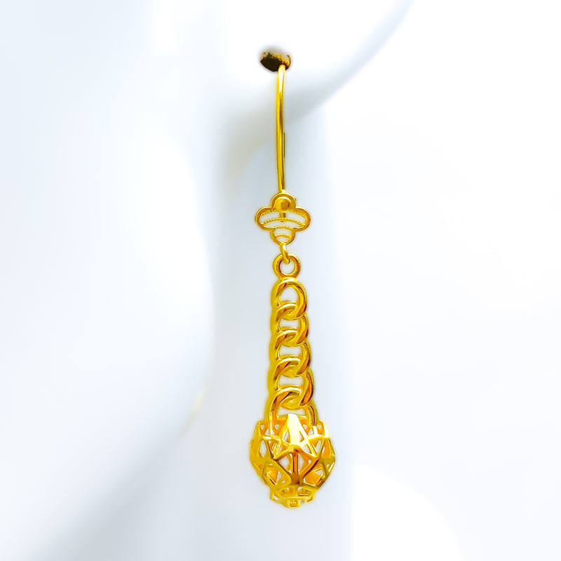 Stylish Grandiose 21k Gold Hanging Earrings 