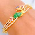 Extravagant Beautiful Peacock 22k Gold CZ Bangle Bracelet