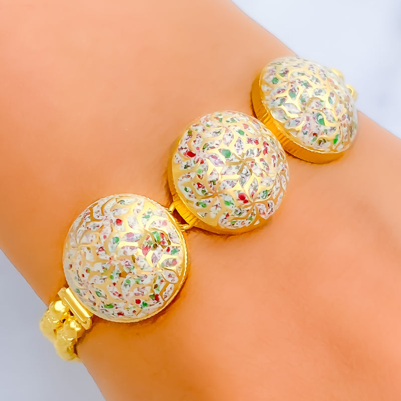 Glossy Floral 22k Gold Meenakari Bracelet 