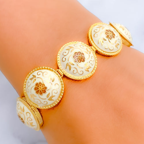 Sophisticated Floral Vintage 22k Gold Meenakari Bracelet 