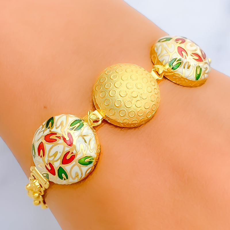 Attractive Ornate Vine 22k Gold Meenakari Bracelet 