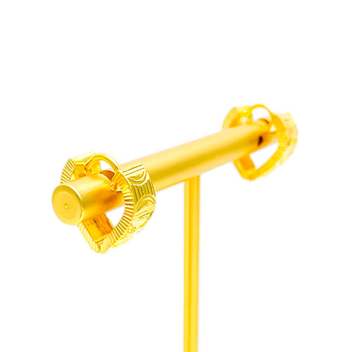 Striped Golden Elegant 22k Gold Earrings